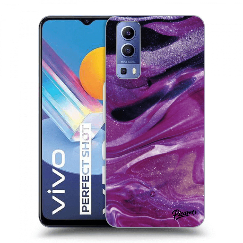 Picasee silikonowe czarne etui na Vivo Y52 5G - Purple glitter