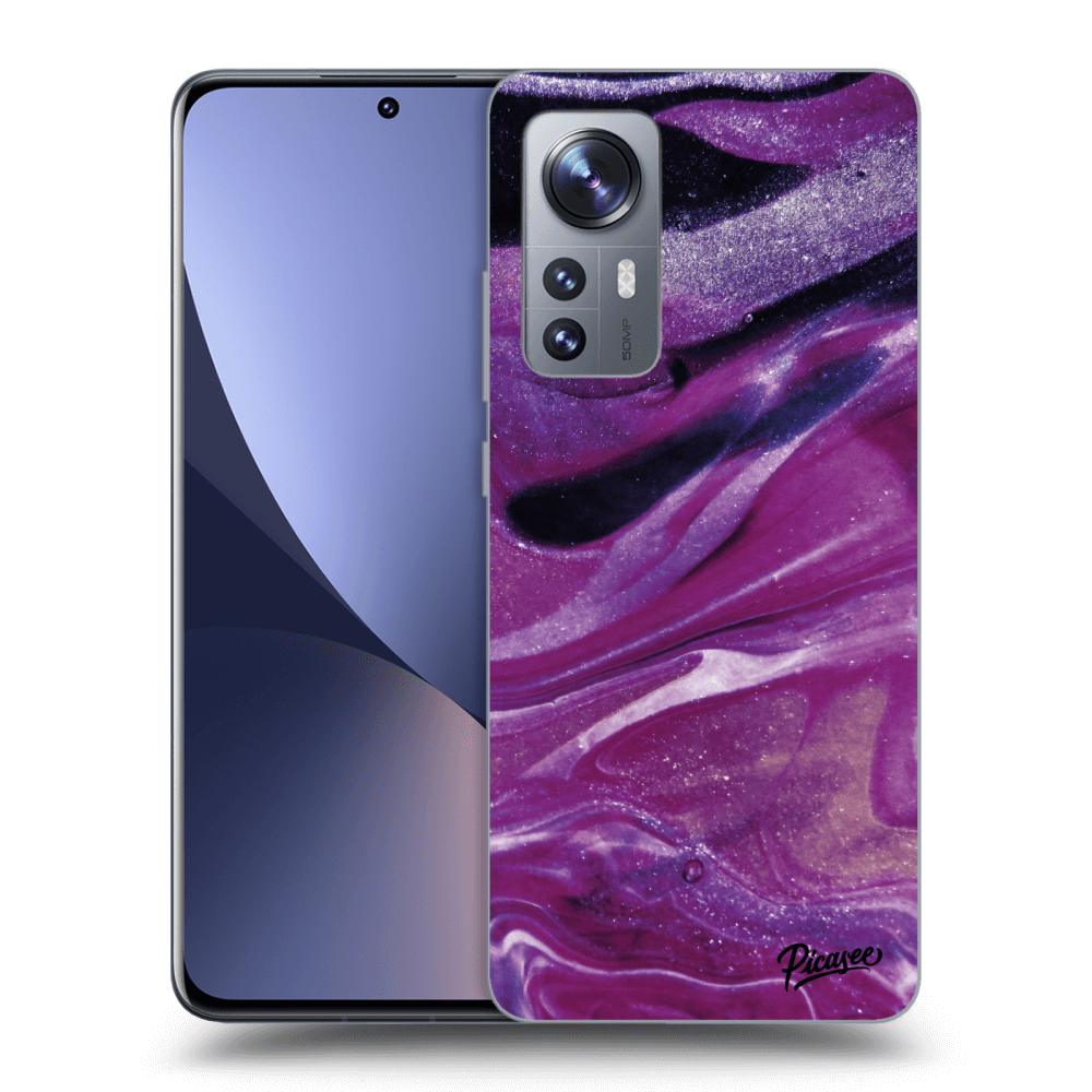 Picasee silikonowe czarne etui na Xiaomi 12X - Purple glitter