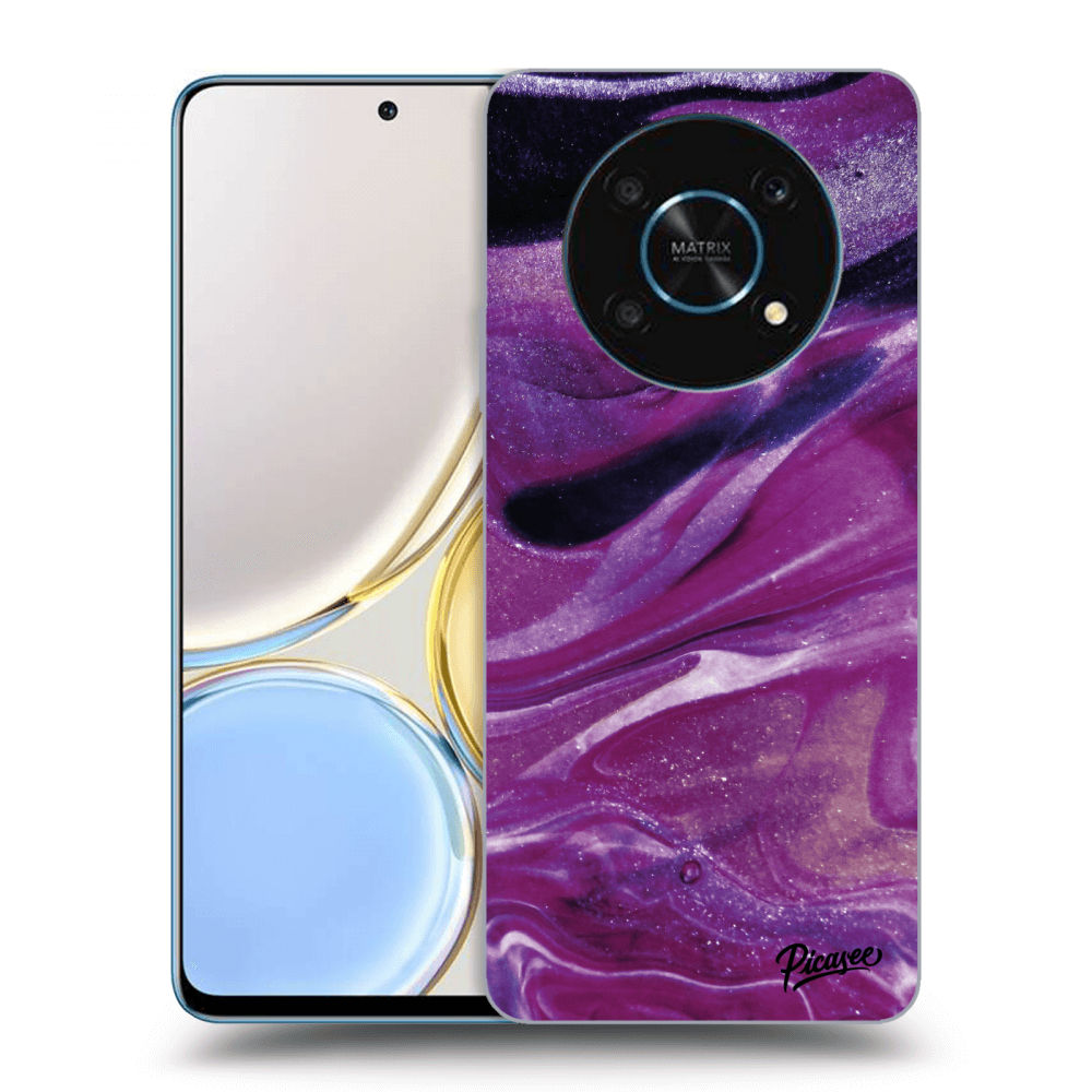 Picasee silikonowe przeźroczyste etui na Honor Magic4 Lite 5G - Purple glitter