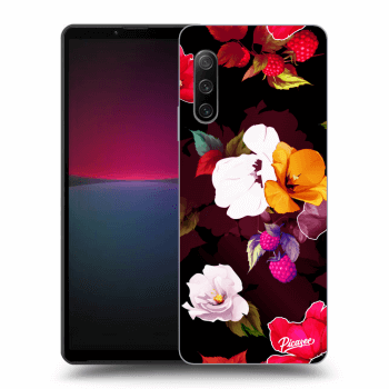 Picasee silikonowe czarne etui na Sony Xperia 10 IV 5G - Flowers and Berries