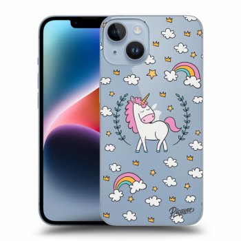 Picasee silikonowe przeźroczyste etui na Apple iPhone 14 - Unicorn star heaven