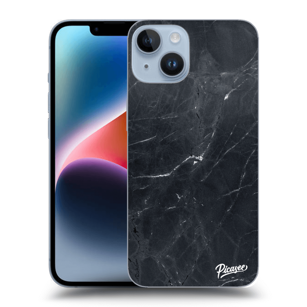 Picasee silikonowe przeźroczyste etui na Apple iPhone 14 - Black marble