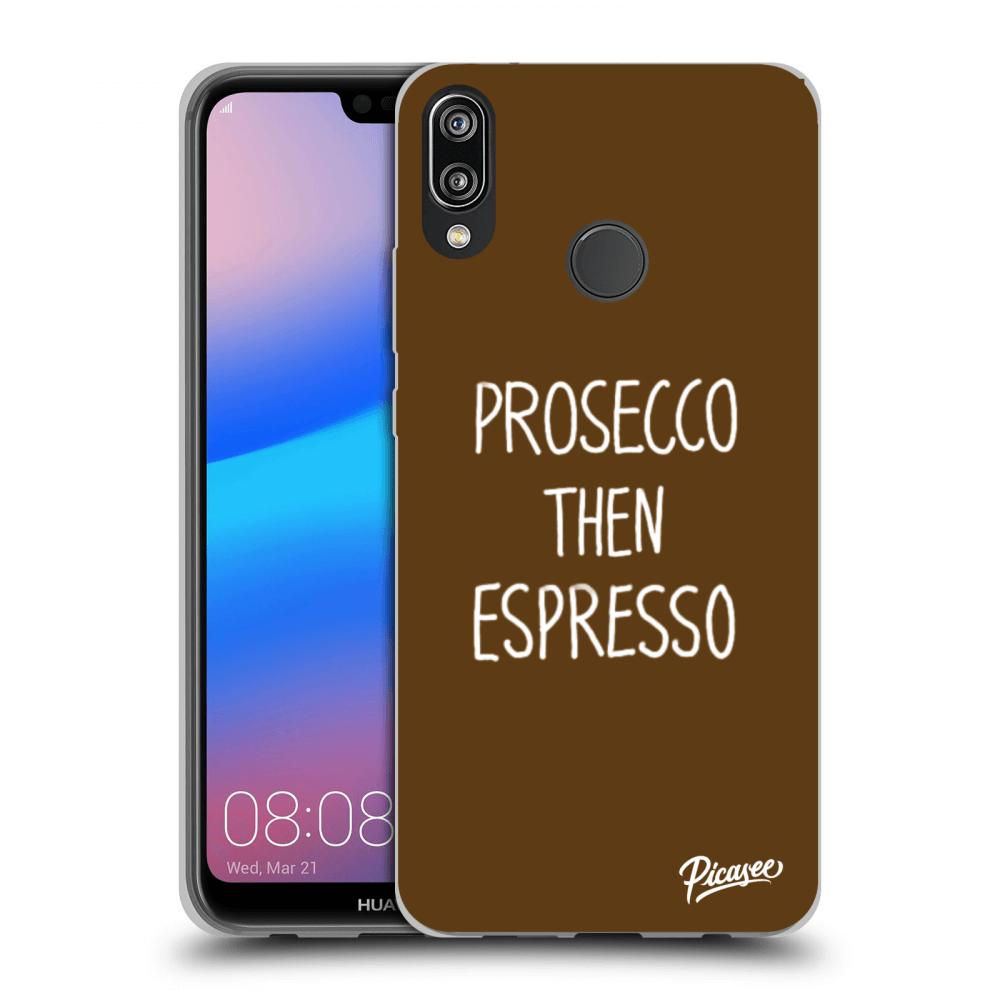 Picasee silikonowe czarne etui na Huawei P20 Lite - Prosecco then espresso