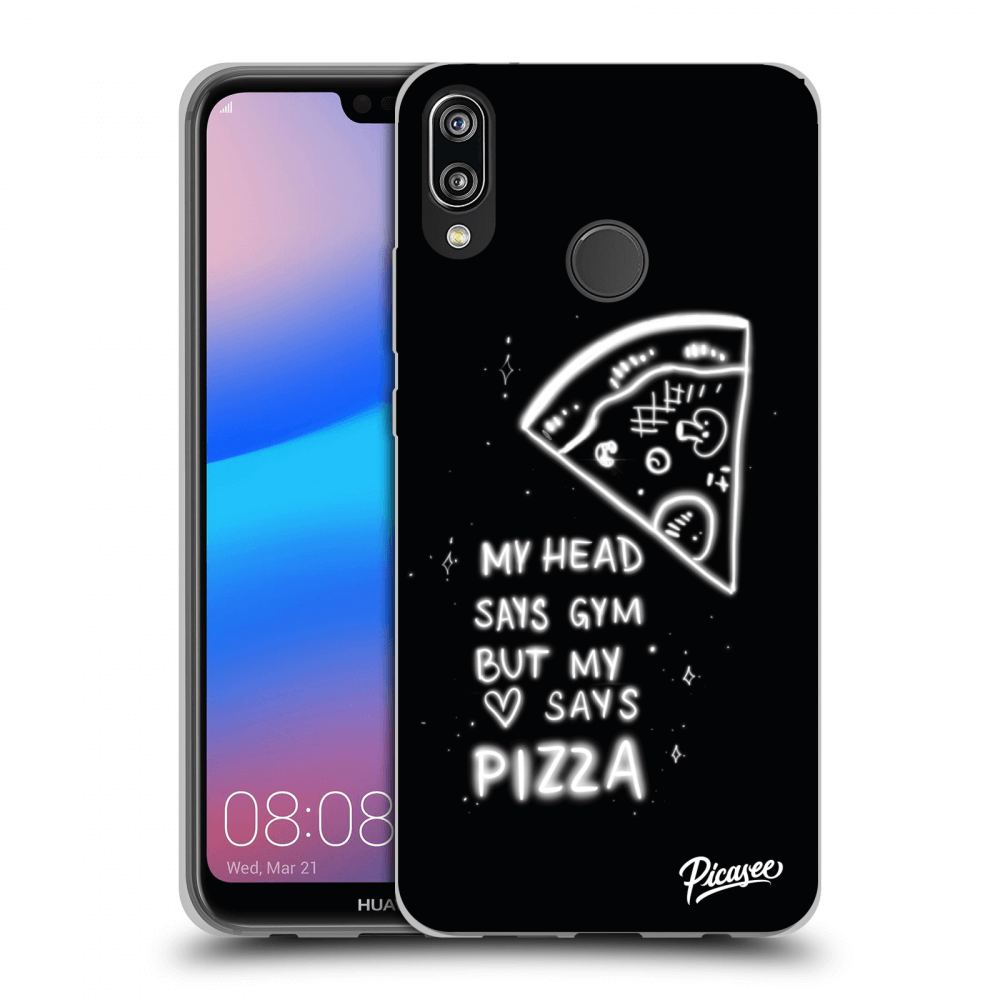 Picasee silikonowe czarne etui na Huawei P20 Lite - Pizza