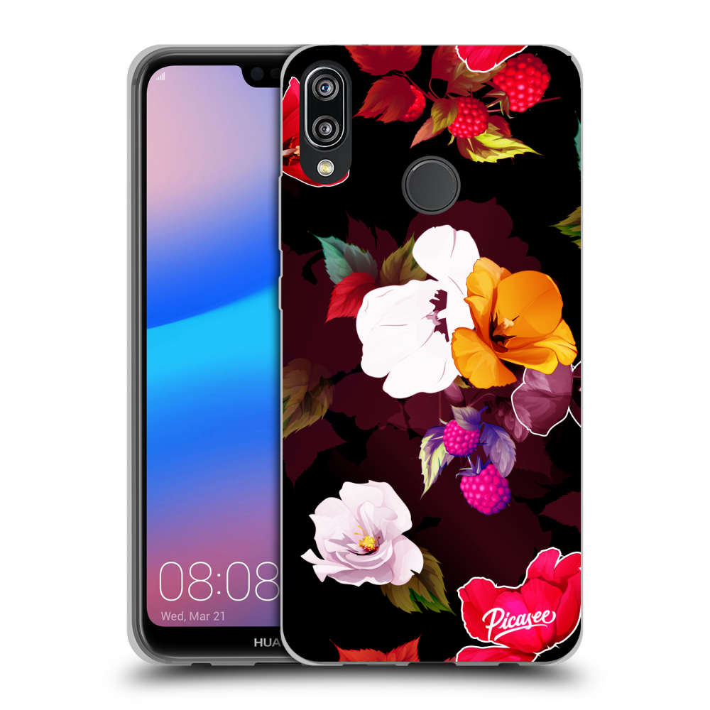 Picasee silikonowe przeźroczyste etui na Huawei P20 Lite - Flowers and Berries