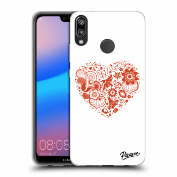 Picasee silikonowe czarne etui na Huawei P20 Lite - Big heart