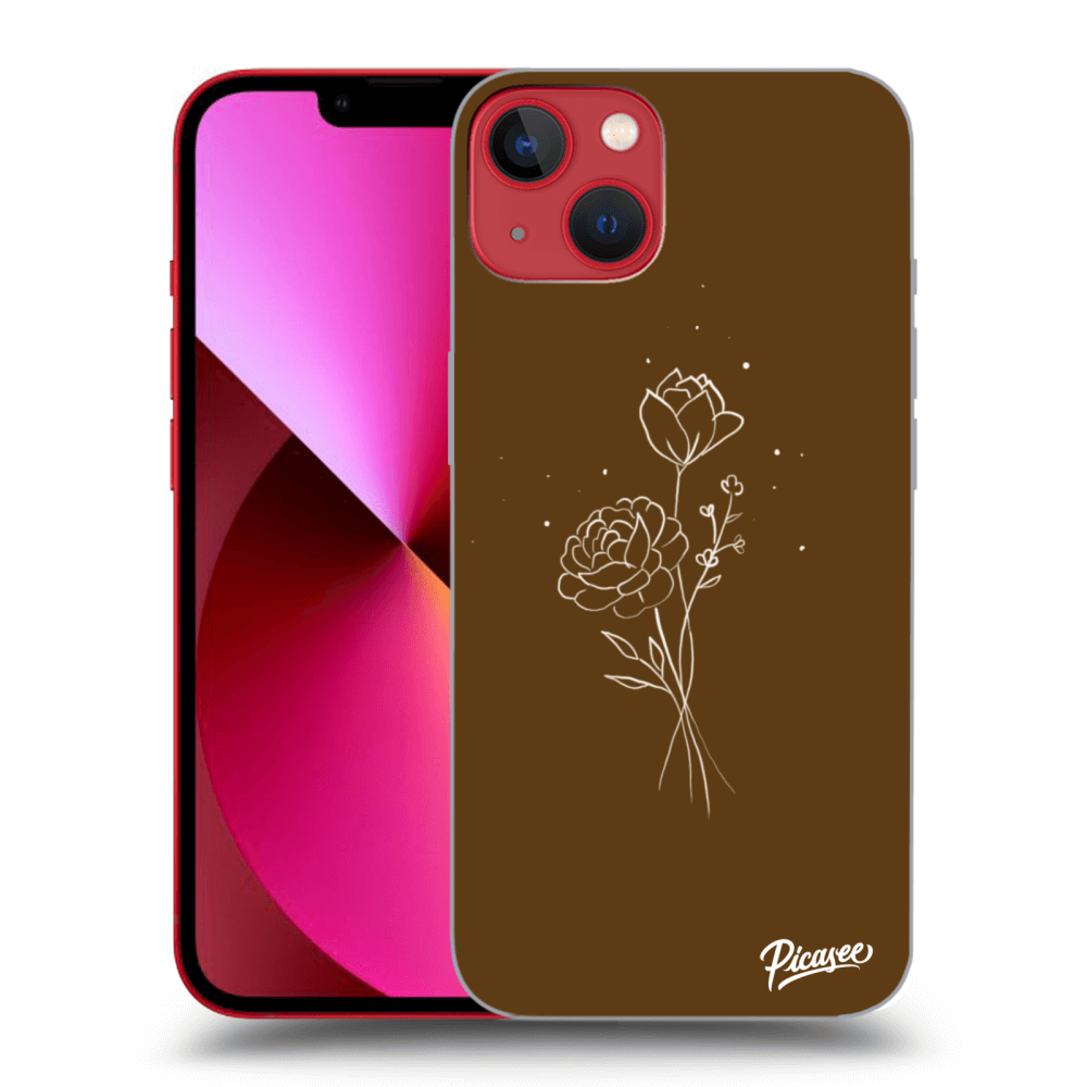 Picasee silikonowe przeźroczyste etui na Apple iPhone 14 Plus - Brown flowers
