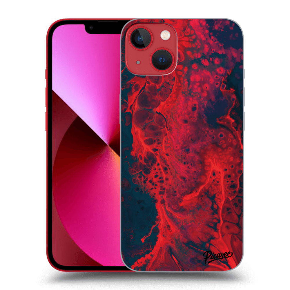 Picasee silikonowe przeźroczyste etui na Apple iPhone 14 Plus - Organic red