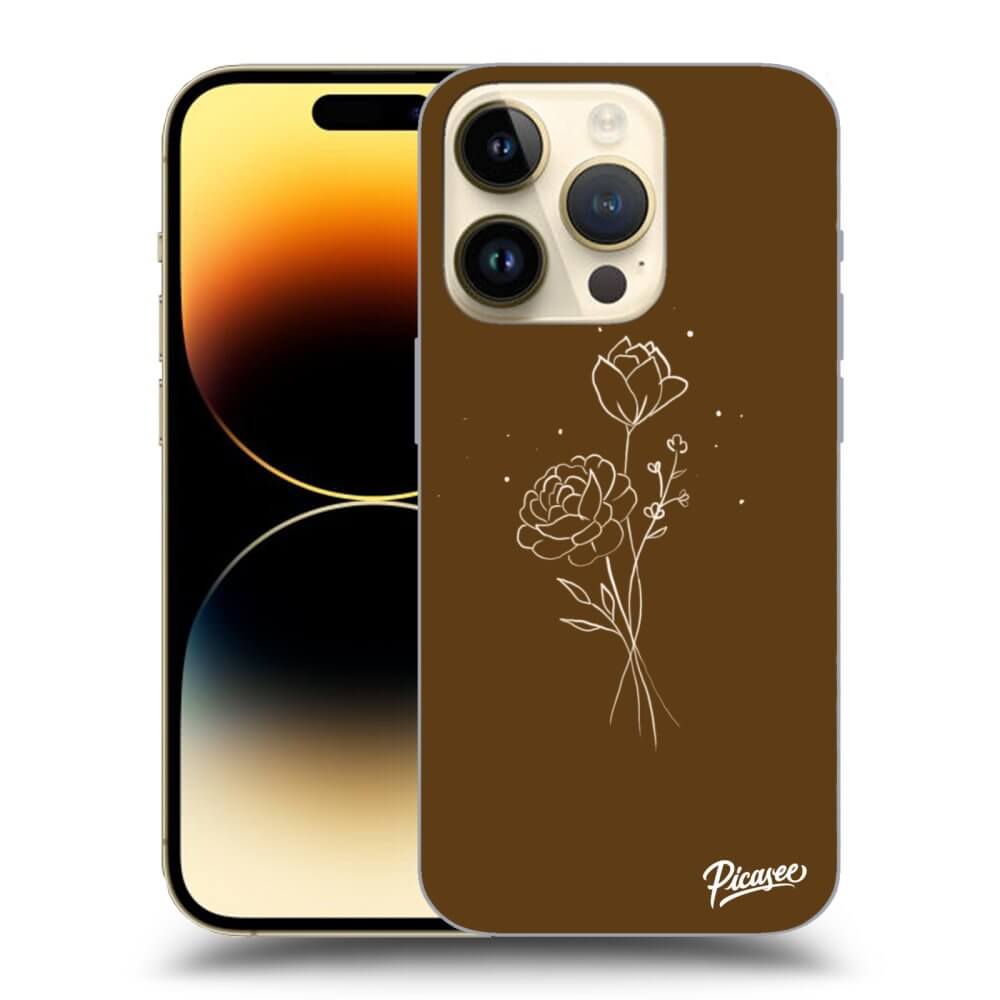 Picasee silikonowe przeźroczyste etui na Apple iPhone 14 Pro - Brown flowers