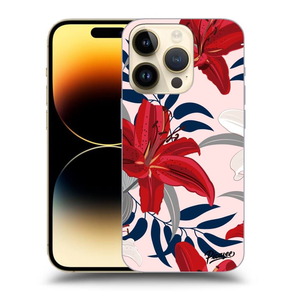 Picasee silikonowe przeźroczyste etui na Apple iPhone 14 Pro - Red Lily