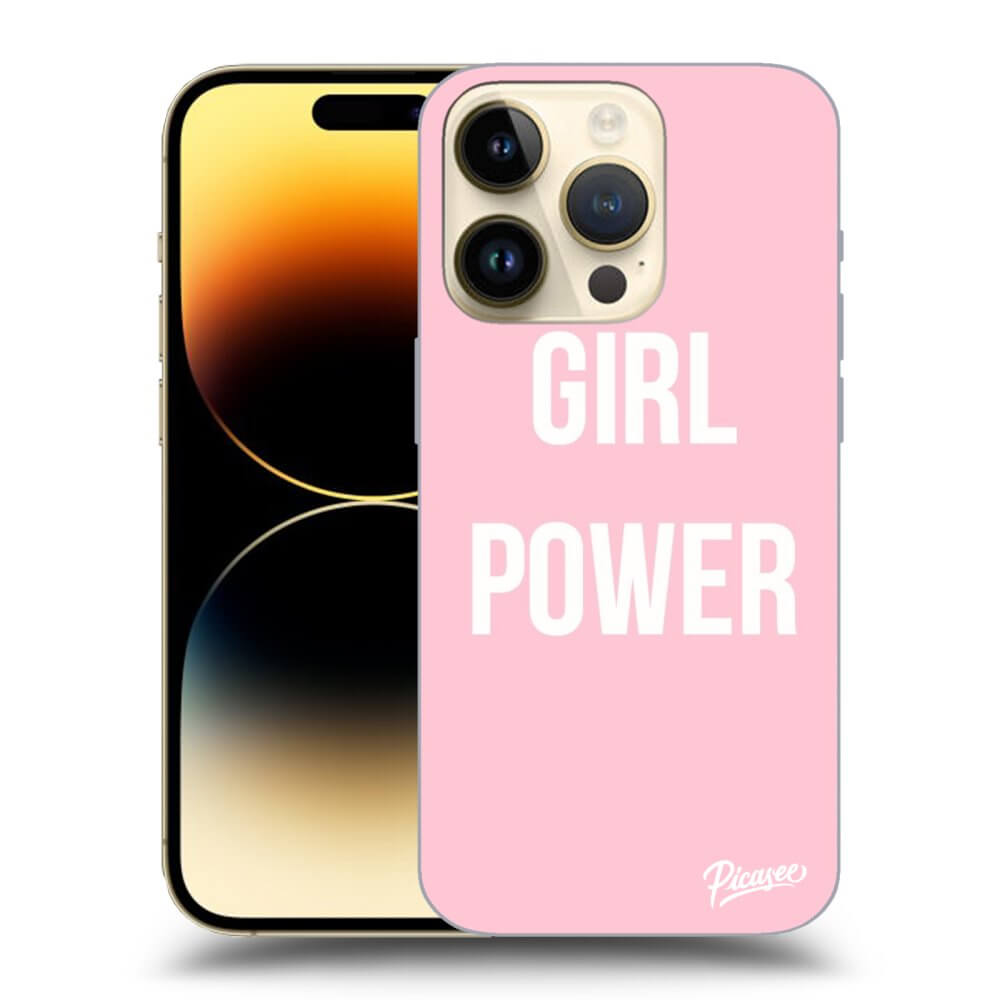 Picasee silikonowe czarne etui na Apple iPhone 14 Pro - Girl power