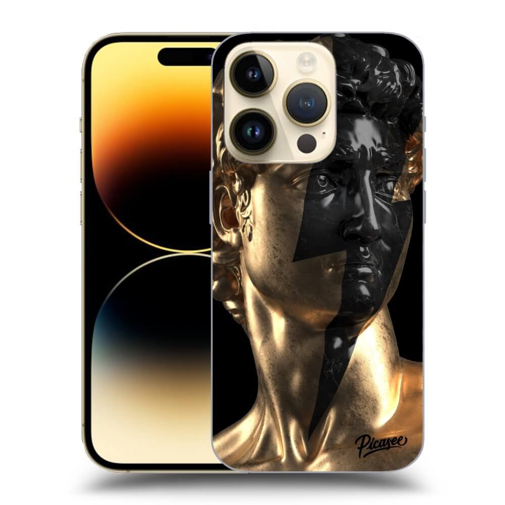 Picasee silikonowe czarne etui na Apple iPhone 14 Pro - Wildfire - Gold