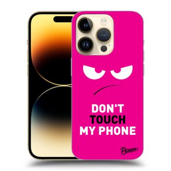 Picasee silikonowe czarne etui na Apple iPhone 14 Pro - Angry Eyes - Pink