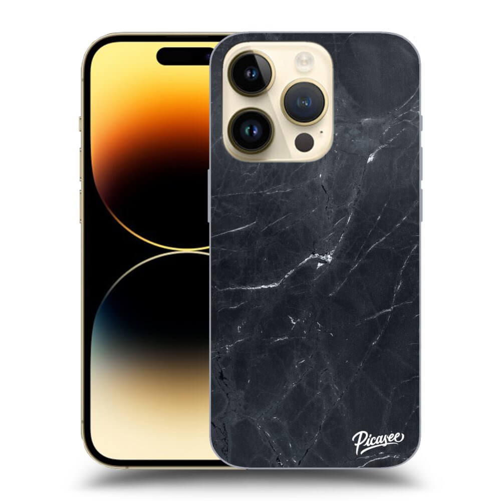 Picasee silikonowe czarne etui na Apple iPhone 14 Pro - Black marble