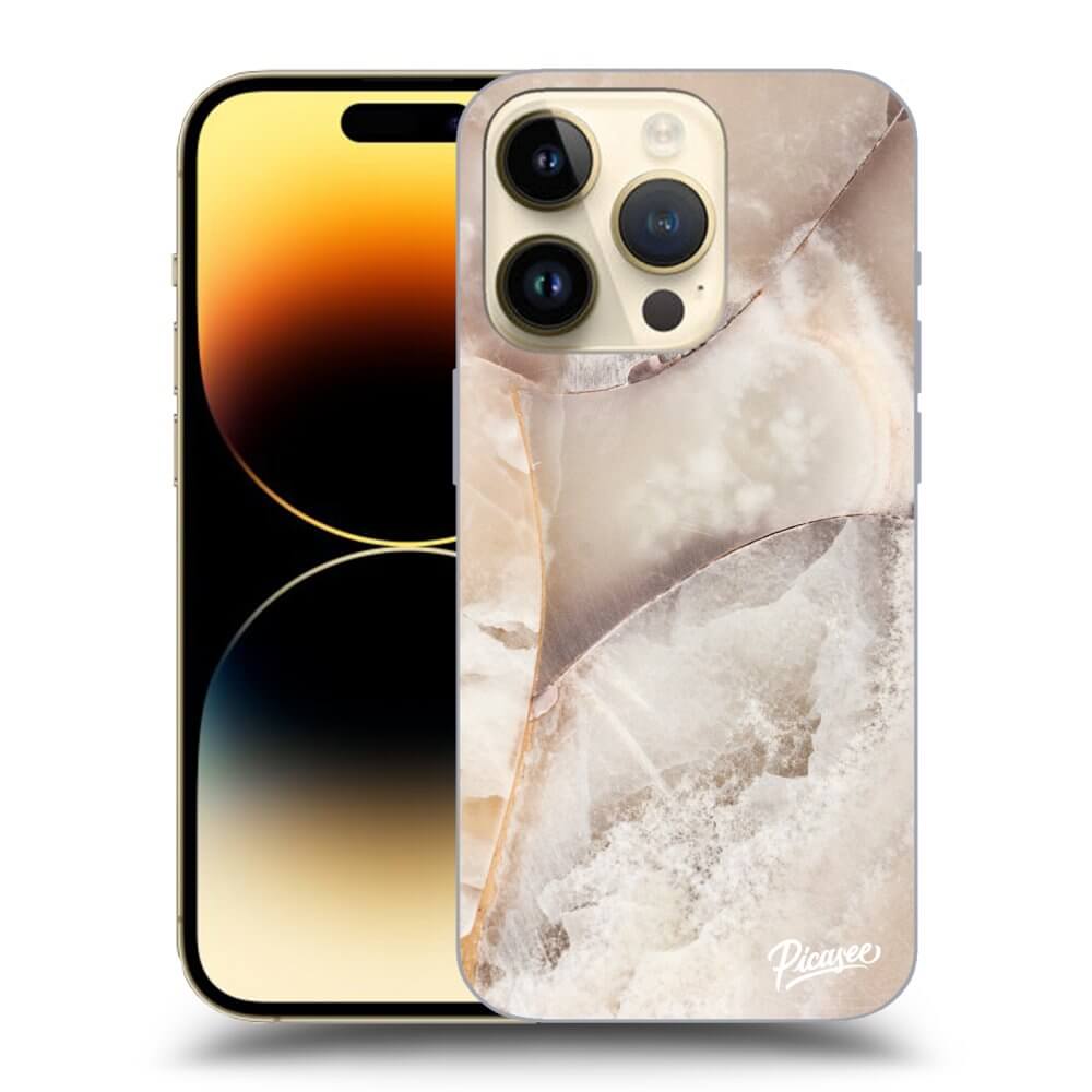 Picasee silikonowe przeźroczyste etui na Apple iPhone 14 Pro - Cream marble