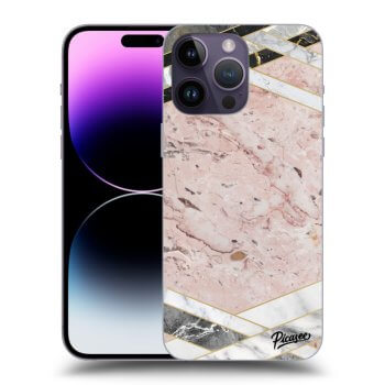 Picasee silikonowe czarne etui na Apple iPhone 14 Pro Max - Pink geometry