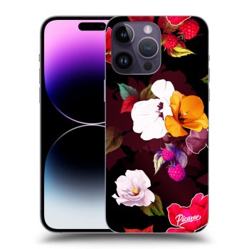 Picasee silikonowe czarne etui na Apple iPhone 14 Pro Max - Flowers and Berries
