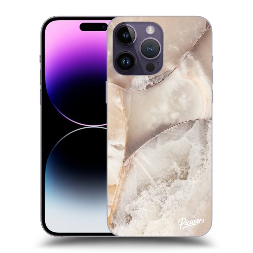 Picasee silikonowe przeźroczyste etui na Apple iPhone 14 Pro Max - Cream marble