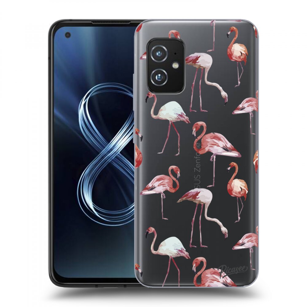 Picasee silikonowe przeźroczyste etui na Asus Zenfone 8 ZS590KS - Flamingos