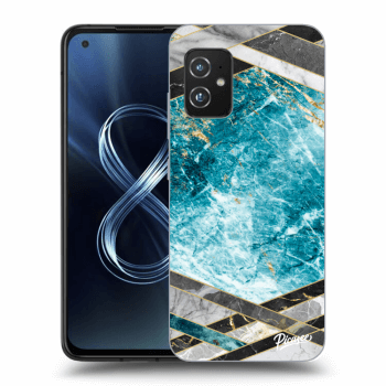 Picasee silikonowe przeźroczyste etui na Asus Zenfone 8 ZS590KS - Blue geometry