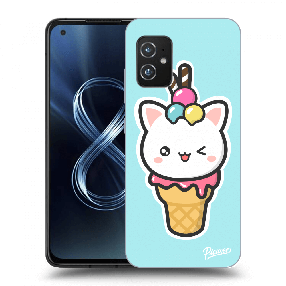 Picasee silikonowe przeźroczyste etui na Asus Zenfone 8 ZS590KS - Ice Cream Cat