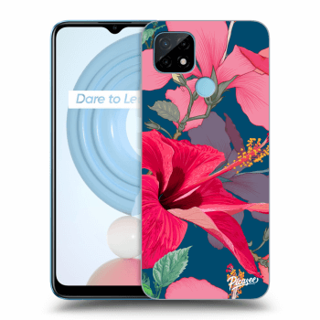 Picasee silikonowe czarne etui na Realme C21Y - Hibiscus