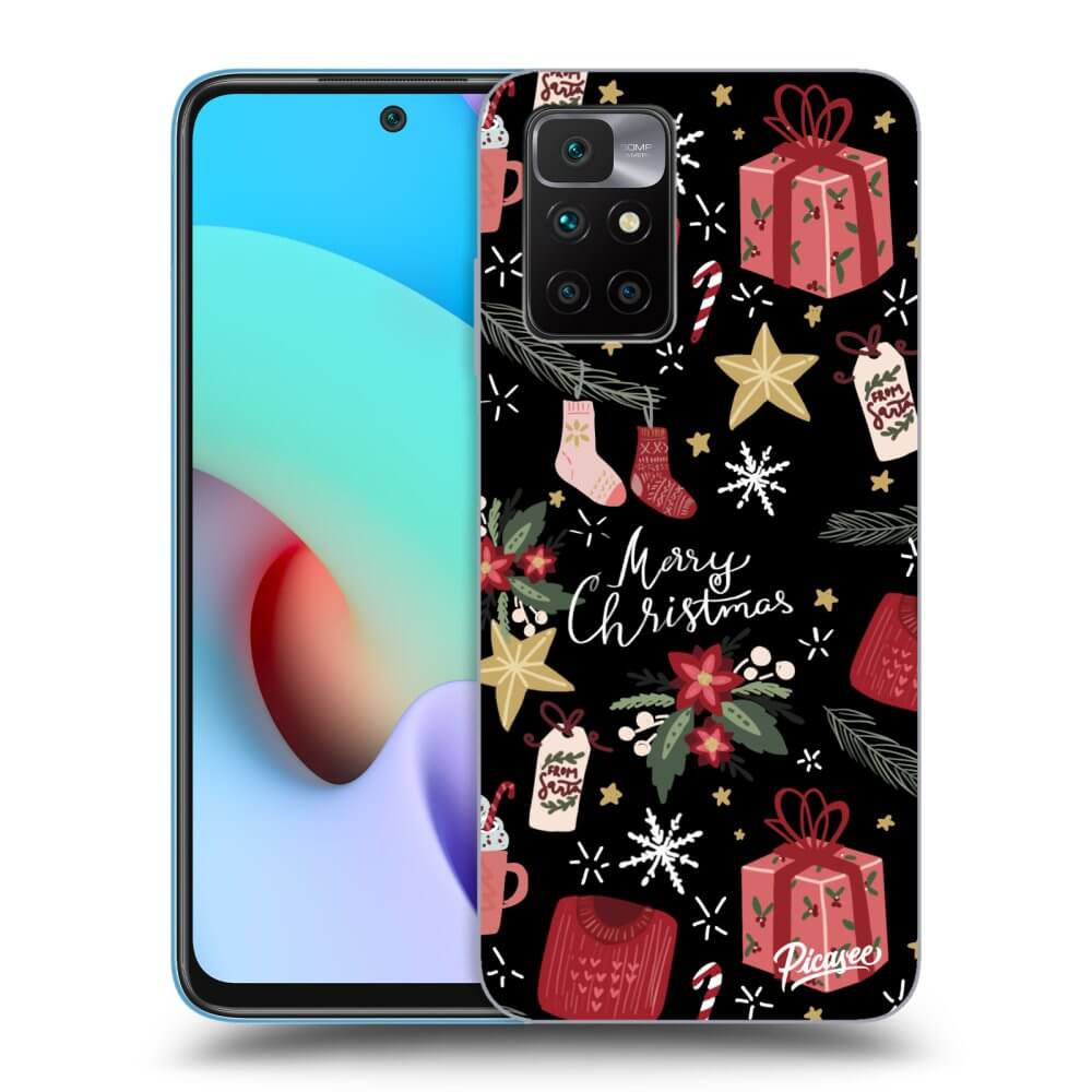 Picasee silikonowe czarne etui na Xiaomi Redmi 10 (2022) - Christmas