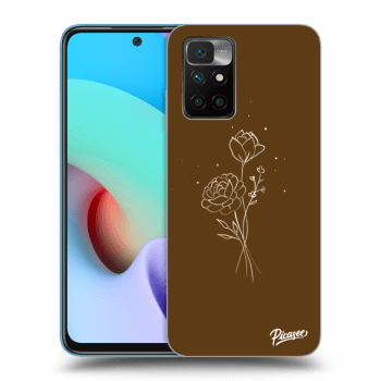 Picasee silikonowe przeźroczyste etui na Xiaomi Redmi 10 (2022) - Brown flowers