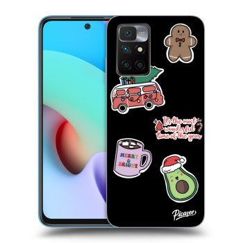 Picasee silikonowe czarne etui na Xiaomi Redmi 10 (2022) - Christmas Stickers