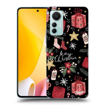 Picasee silikonowe czarne etui na Xiaomi 12 Lite - Christmas