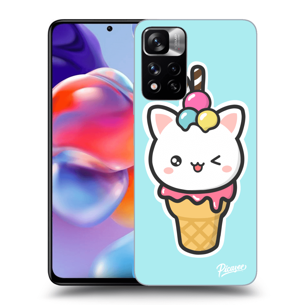 Picasee silikonowe przeźroczyste etui na Xiaomi Redmi Note 11 Pro+ 5G - Ice Cream Cat