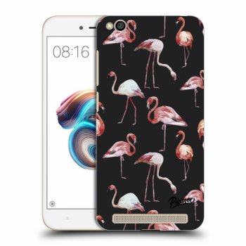 Picasee silikonowe czarne etui na Xiaomi Redmi 5A - Flamingos