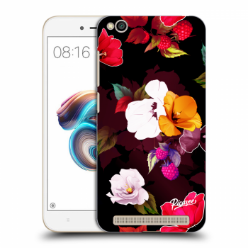 Picasee silikonowe czarne etui na Xiaomi Redmi 5A - Flowers and Berries
