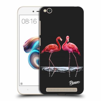 Picasee silikonowe czarne etui na Xiaomi Redmi 5A - Flamingos couple