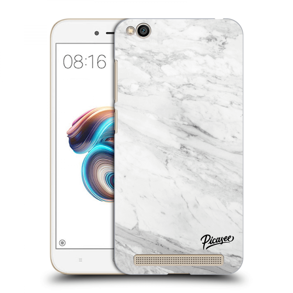 Picasee silikonowe czarne etui na Xiaomi Redmi 5A - White marble