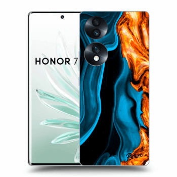 Picasee silikonowe czarne etui na Honor 70 - Gold blue