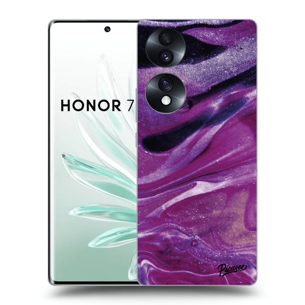 Picasee silikonowe przeźroczyste etui na Honor 70 - Purple glitter