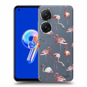 Picasee silikonowe przeźroczyste etui na Asus Zenfone 9 - Flamingos