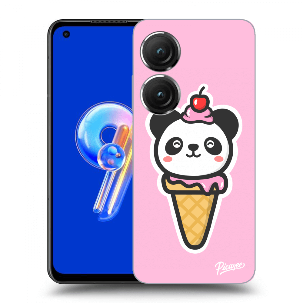 Picasee silikonowe przeźroczyste etui na Asus Zenfone 9 - Ice Cream Panda