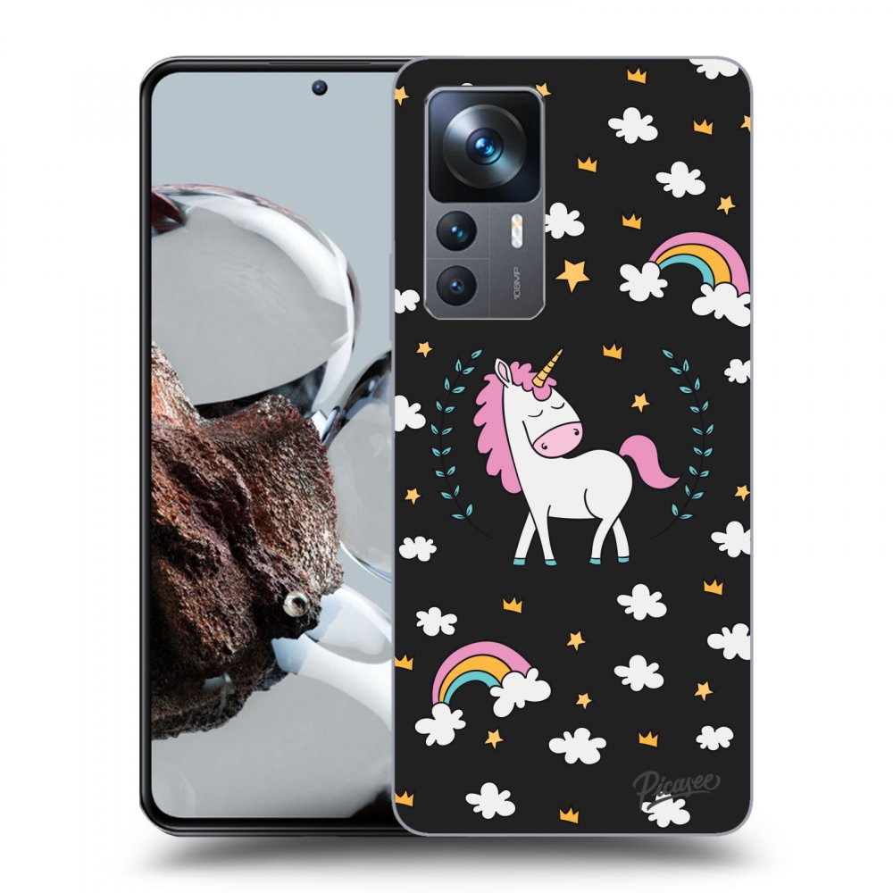 Picasee silikonowe czarne etui na Xiaomi 12T - Unicorn star heaven