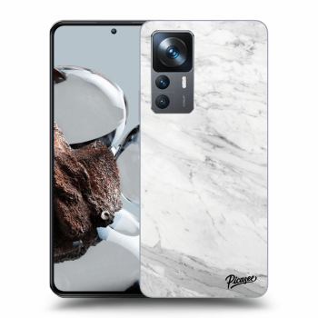 Picasee silikonowe czarne etui na Xiaomi 12T - White marble