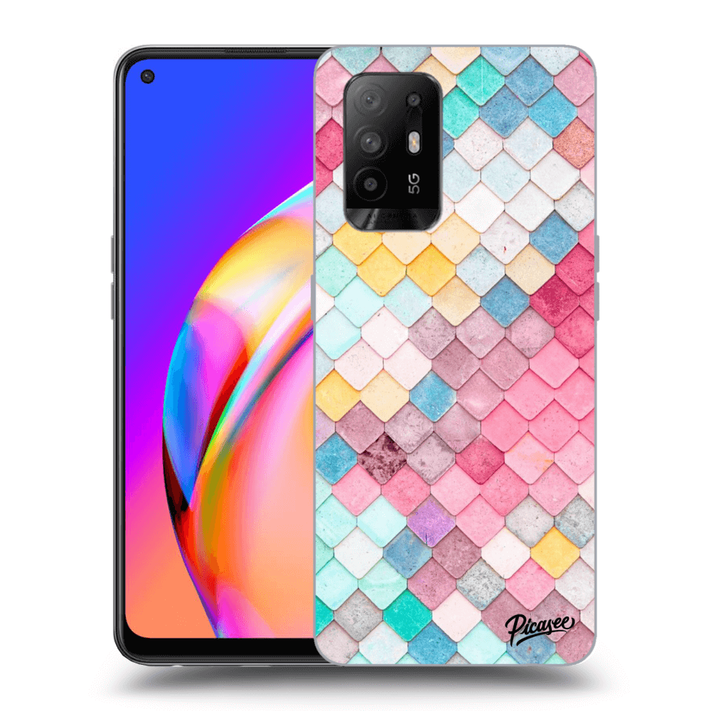 Picasee silikonowe czarne etui na OPPO A94 5G - Colorful roof