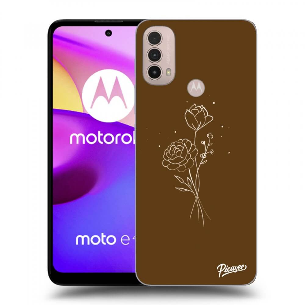 Picasee silikonowe czarne etui na Motorola Moto E40 - Brown flowers