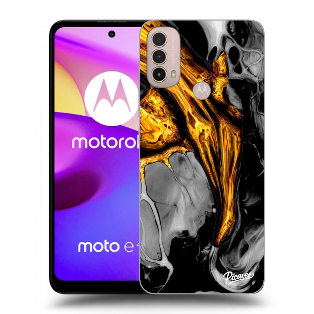Picasee silikonowe czarne etui na Motorola Moto E40 - Black Gold