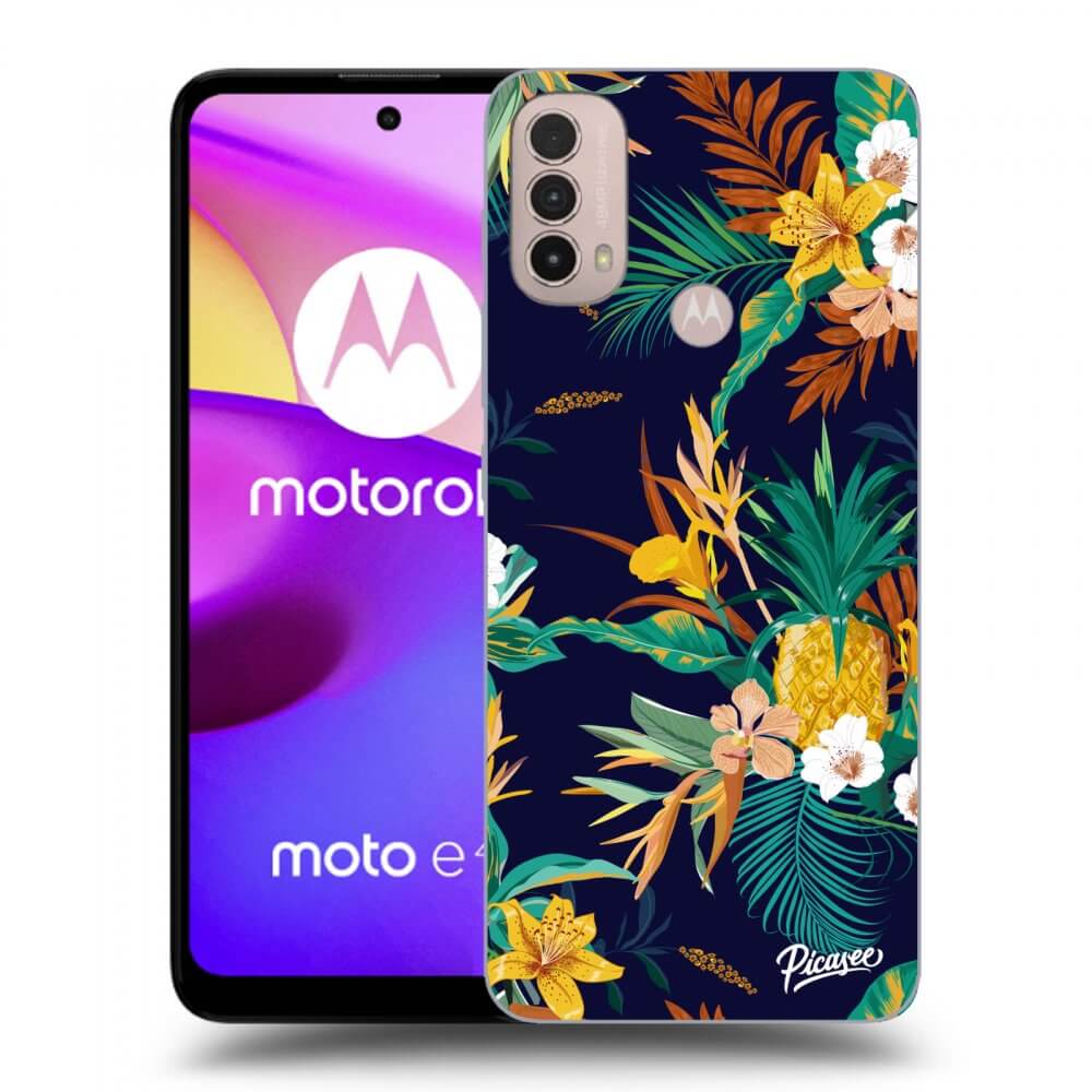 Picasee silikonowe czarne etui na Motorola Moto E40 - Pineapple Color