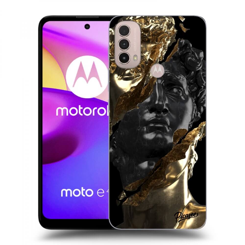 Picasee silikonowe czarne etui na Motorola Moto E40 - Gold - Black