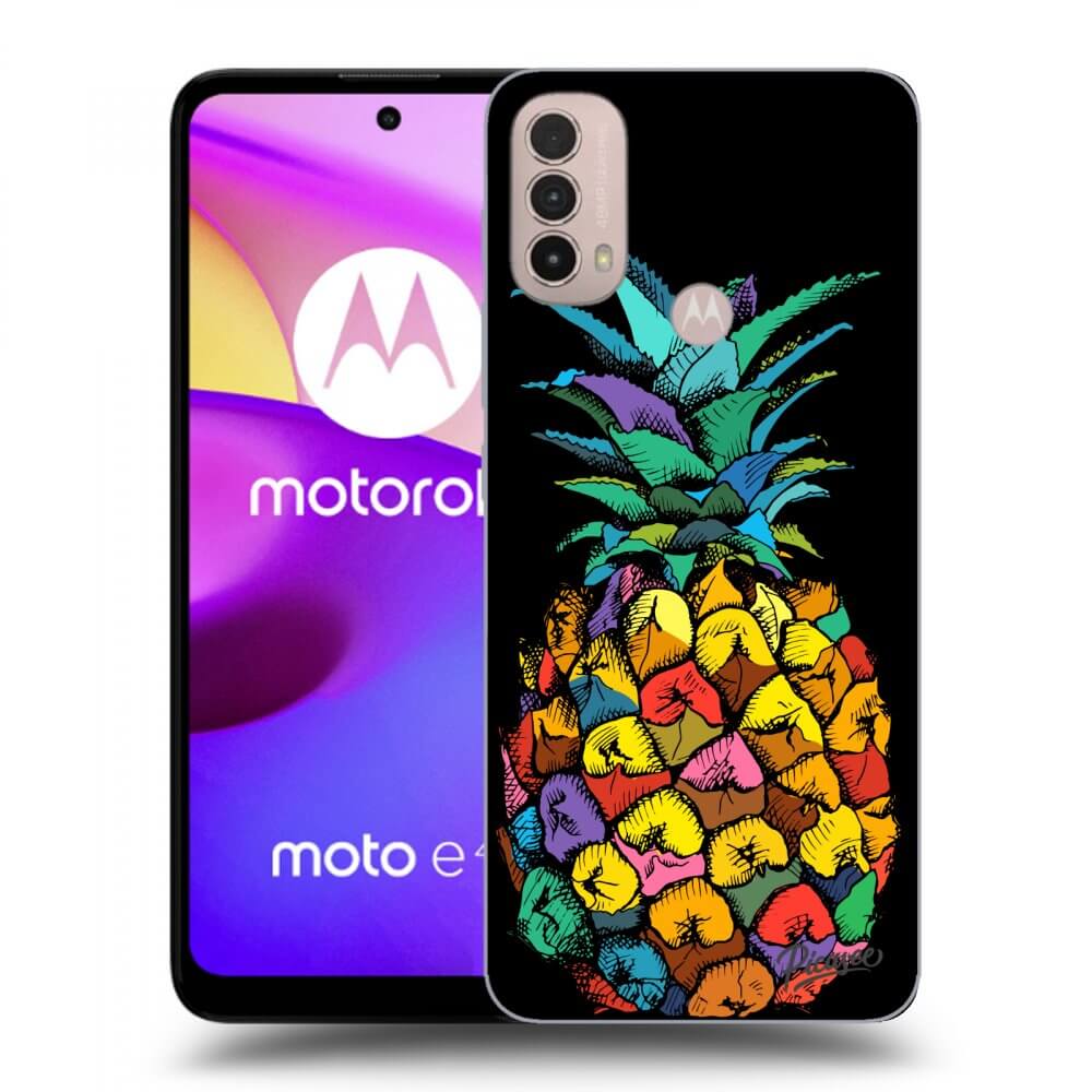Picasee silikonowe czarne etui na Motorola Moto E40 - Pineapple