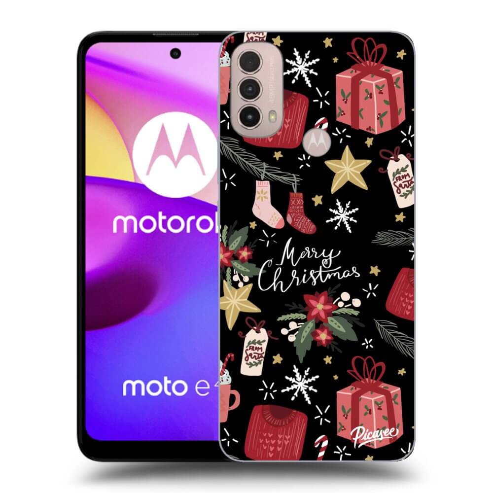 Picasee silikonowe czarne etui na Motorola Moto E40 - Christmas