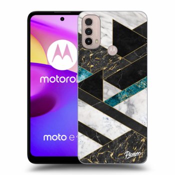 Picasee silikonowe czarne etui na Motorola Moto E40 - Dark geometry