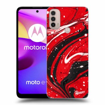Picasee silikonowe czarne etui na Motorola Moto E40 - Red black